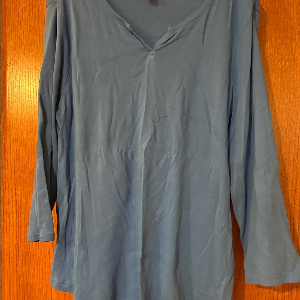 Chico's Blue 3/4 Length Sleeve Top